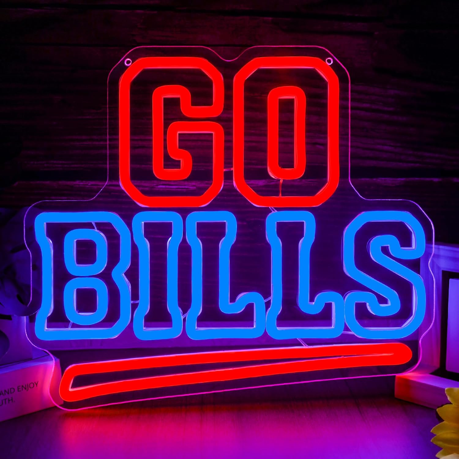 Outdoor Sport Bar - Go Bills LED Neon Sign Football
