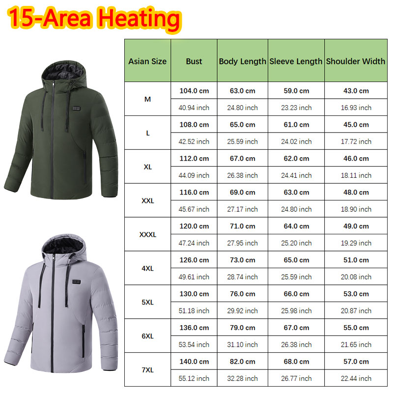 15 Area Heated Winter Hooded J - Outdoor Sport Coat recensie en prijs